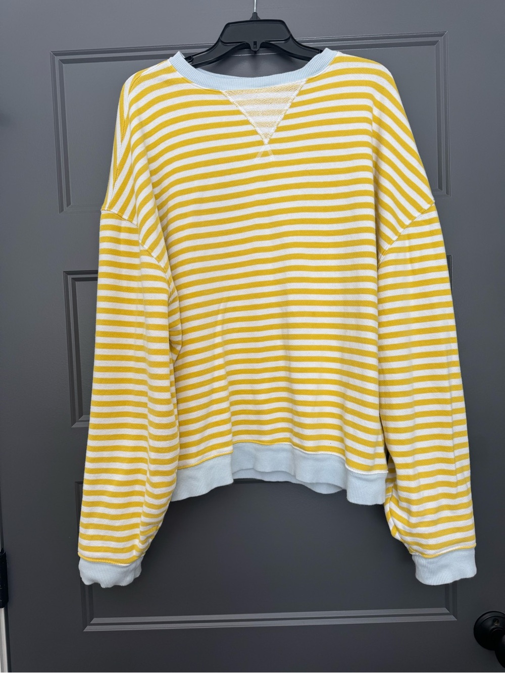 We The Free Yellow and White Striped Crewneck Sweatshirt